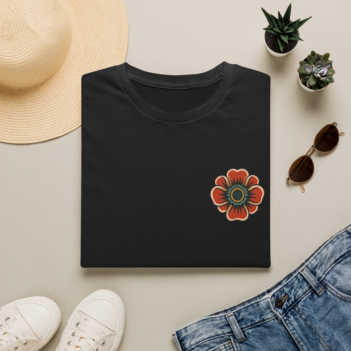 Vintage Snake & Floral Tattoo T-Shirt