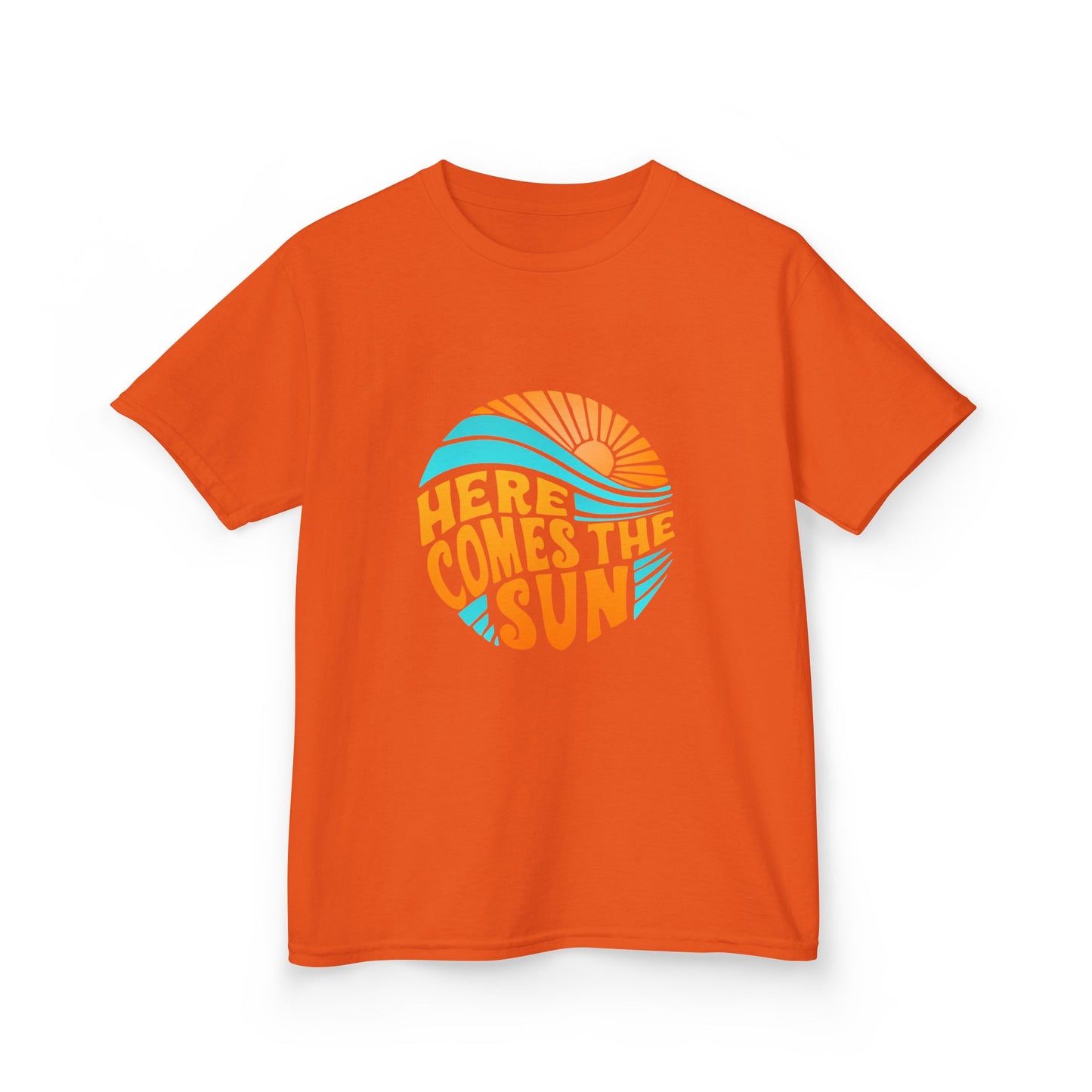 Kids T-Shirt — “Here Comes the Sun” Retro Sunshine Graphic Tee