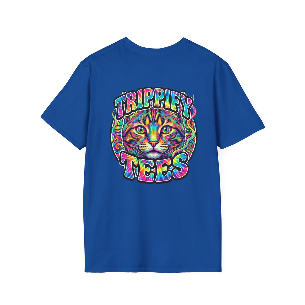 Tie Dye Cat Graphic T-Shirt — Colorful Mini Logo Tee
