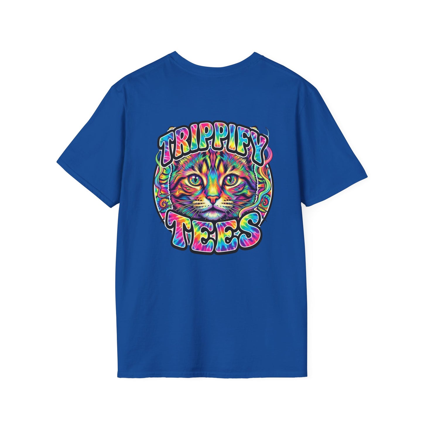 Tie Dye Cat Graphic T-Shirt — Colorful Mini Logo Tee
