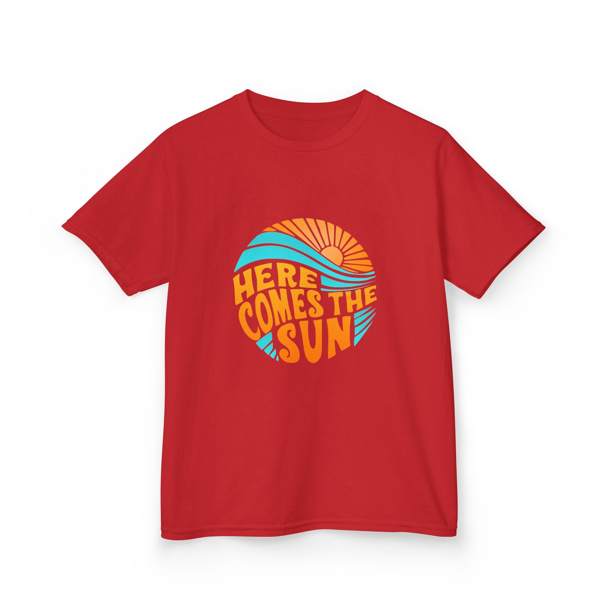 Kids T-Shirt — “Here Comes the Sun” Retro Sunshine Graphic Tee