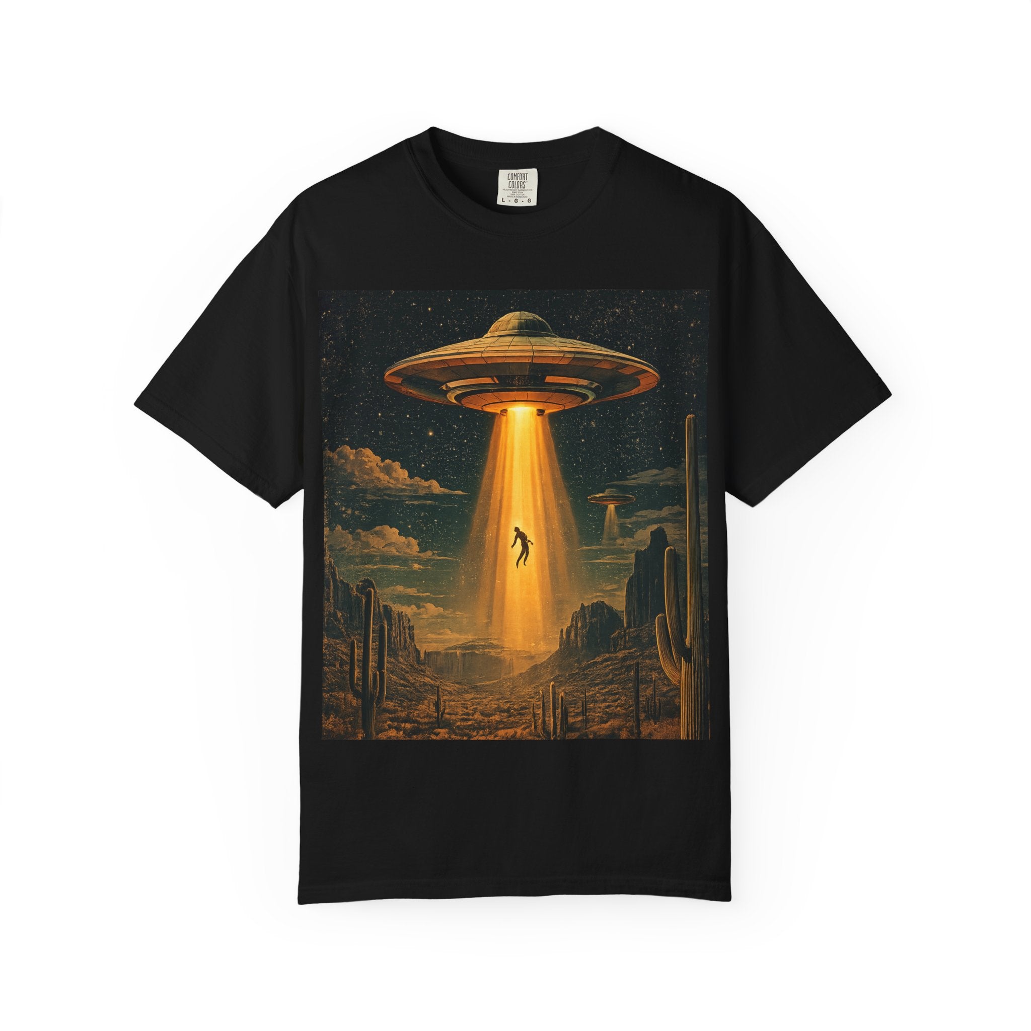 Alien Abduction Graphic T-Shirt — Vintage UFO Beam Design