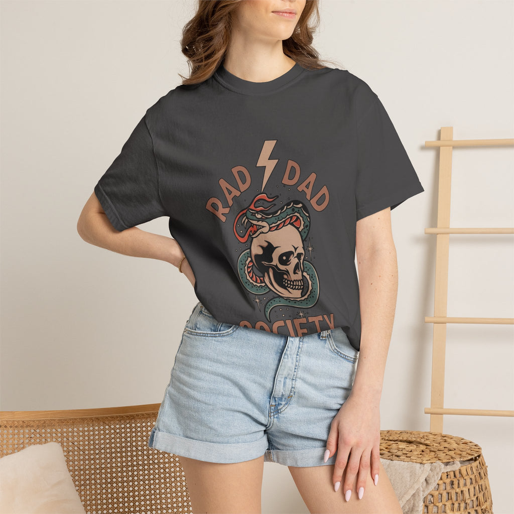 Rad Dad Society T-Shirt — Retro Skull & Snake Graphic Tee for Fathers
