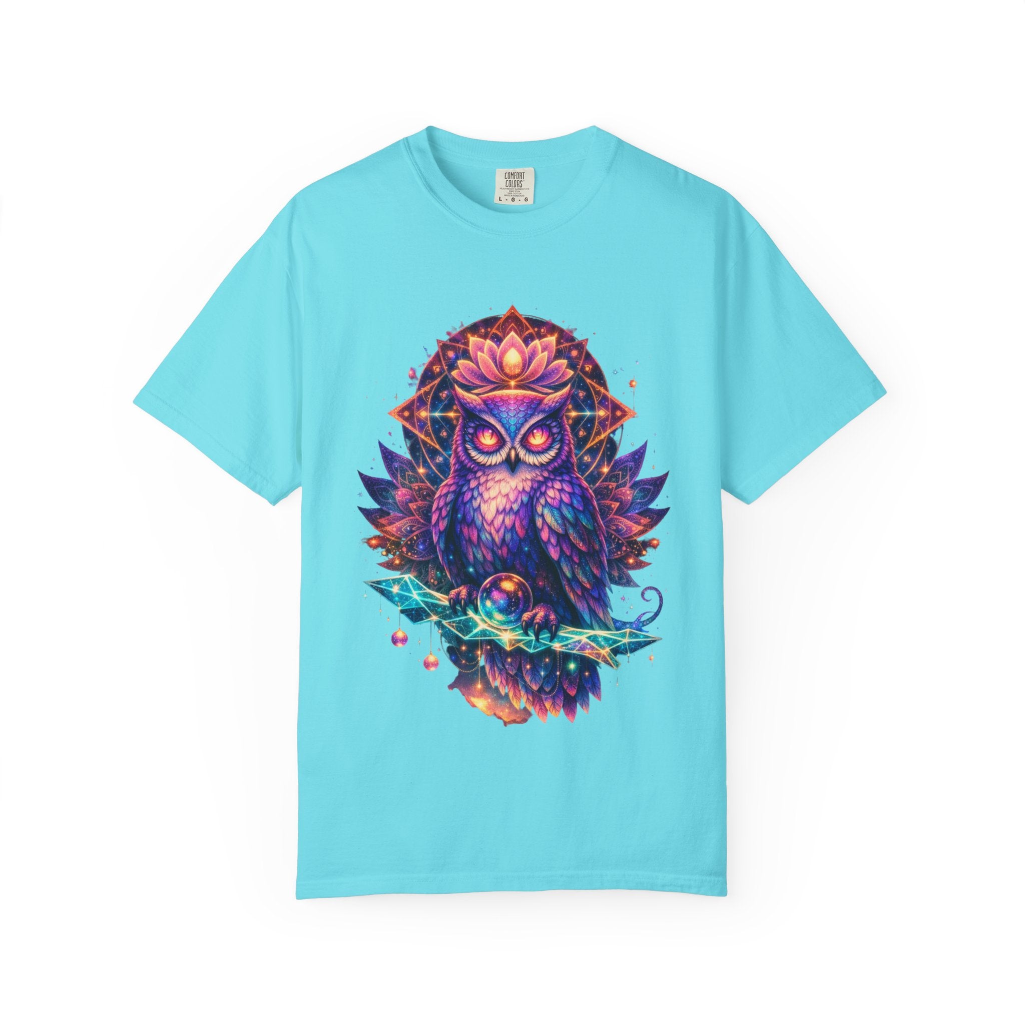 Mystic Owl Graphic T-Shirt — Colorful Boho Owl Art Tee