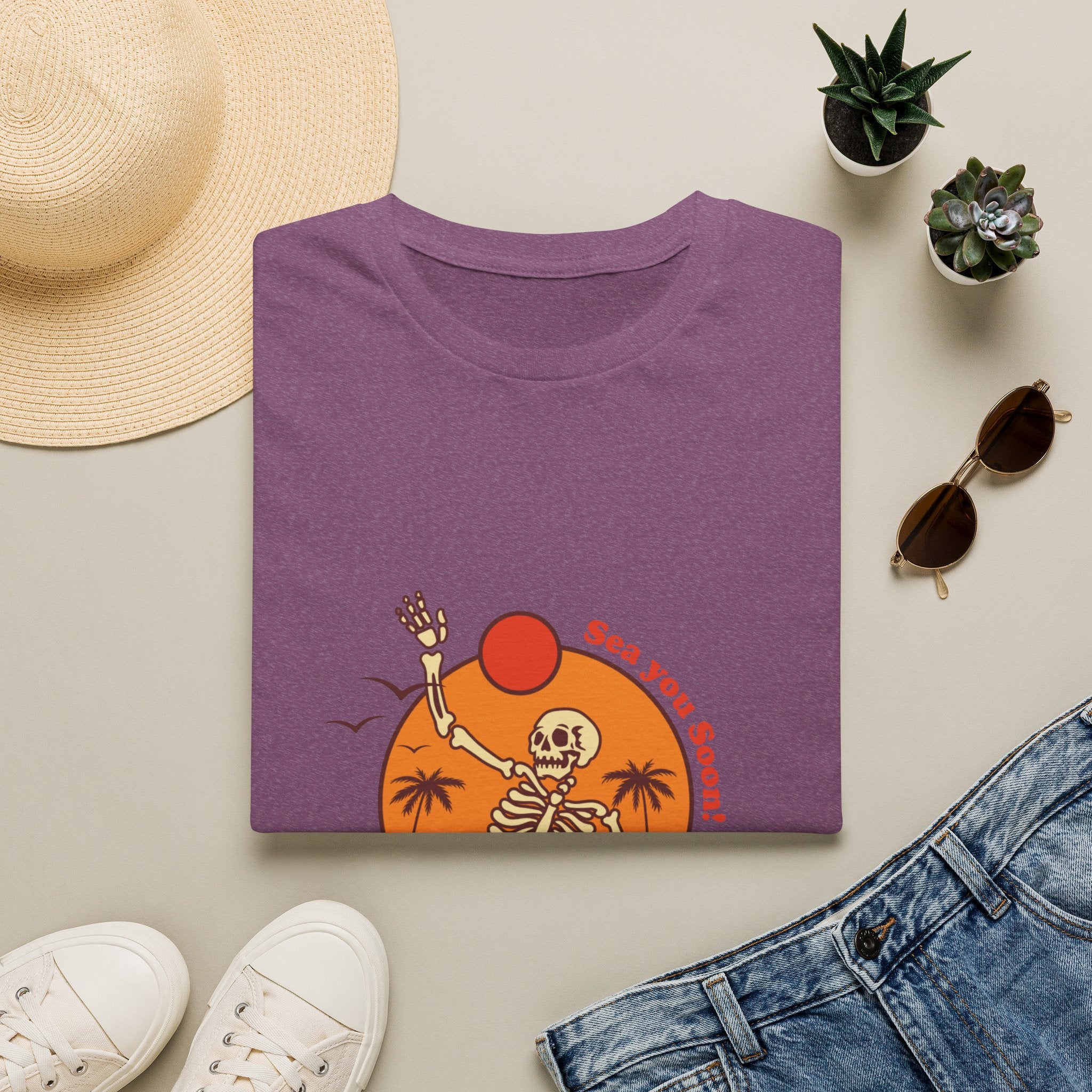 Summer Vibes Skeleton Tee — "Sea You Soon" Retro Beach T-Shirt