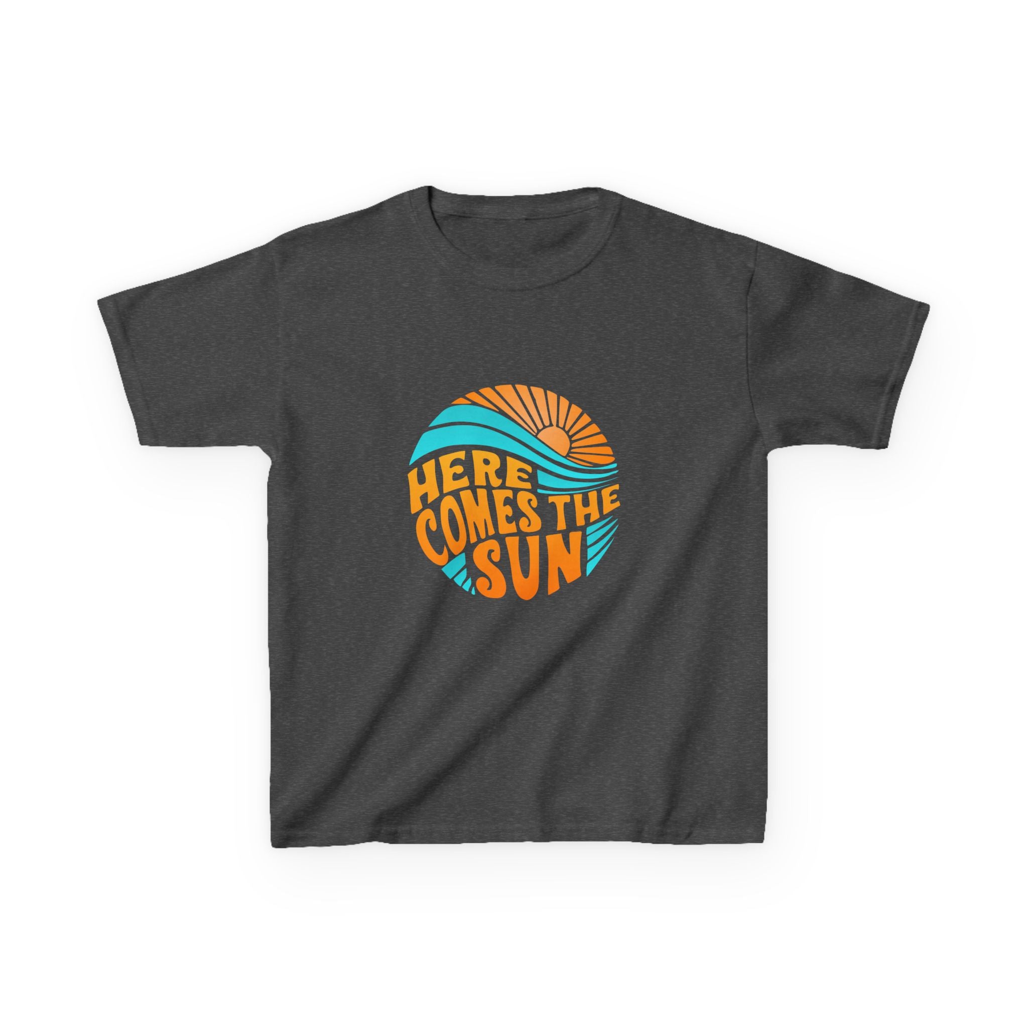 Kids T-Shirt — “Here Comes the Sun” Retro Sunshine Graphic Tee