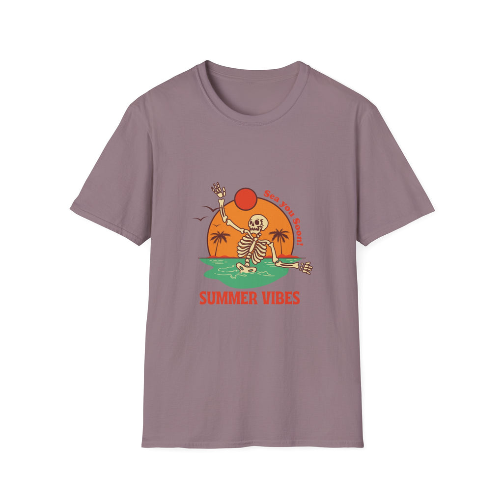 Summer Vibes Skeleton Tee — "Sea You Soon" Retro Beach T-Shirt