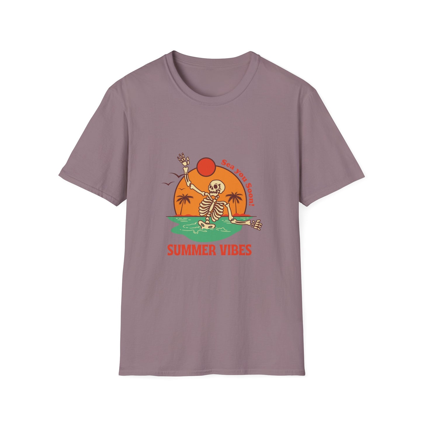 Summer Vibes Skeleton Tee — "Sea You Soon" Retro Beach T-Shirt