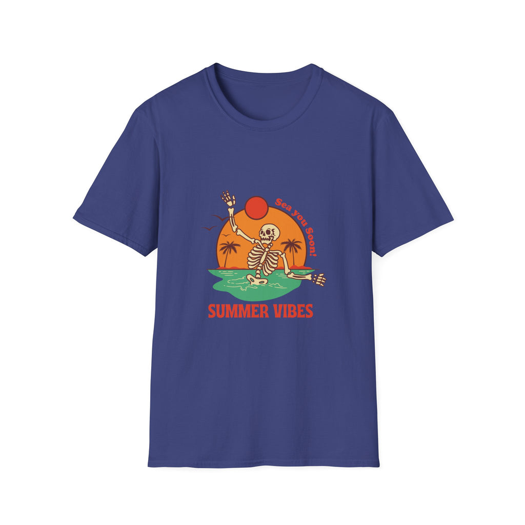 Summer Vibes Skeleton Tee — "Sea You Soon" Retro Beach T-Shirt