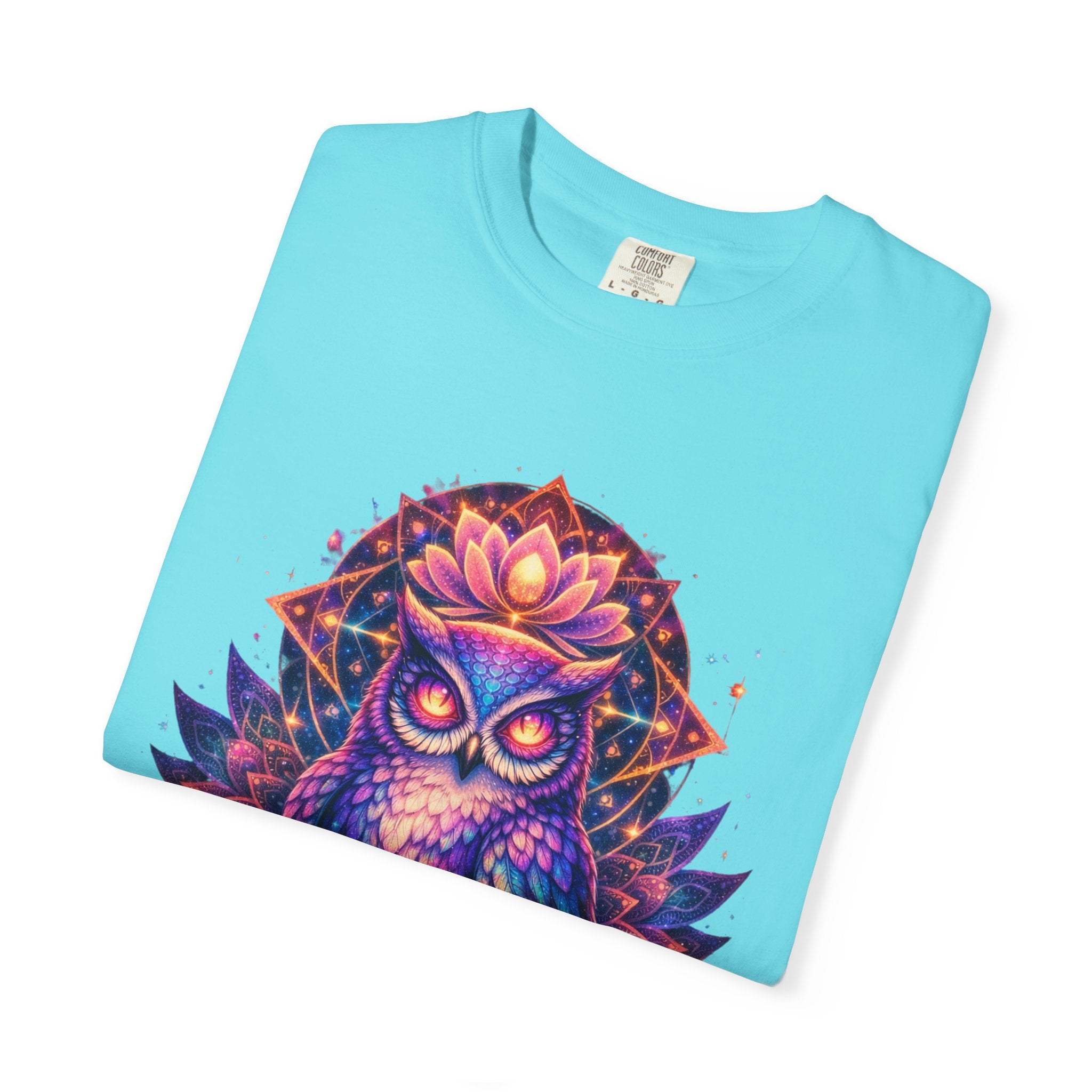 Mystic Owl Graphic T-Shirt — Colorful Boho Owl Art Tee