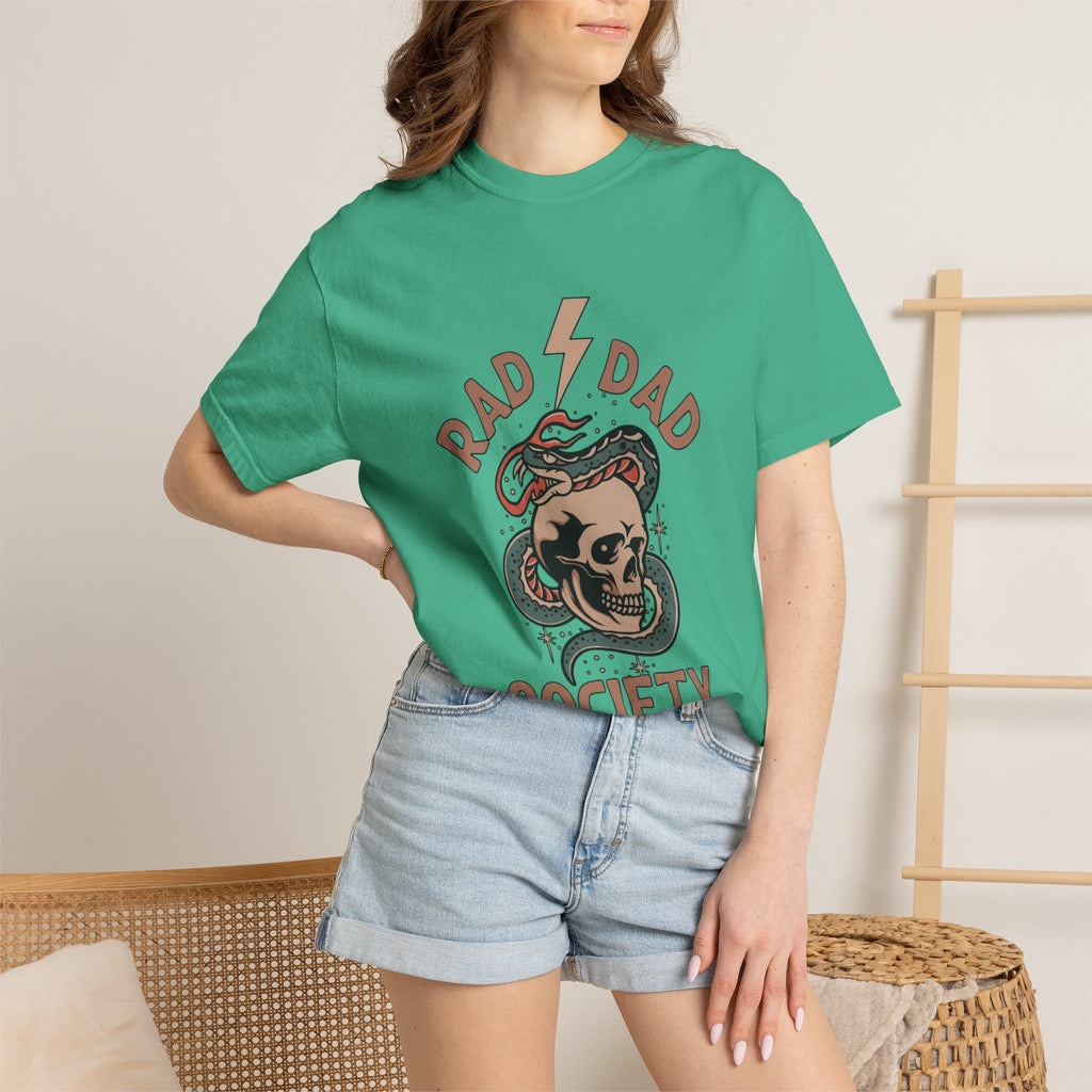 Rad Dad Society T-Shirt — Retro Skull & Snake Graphic Tee for Fathers
