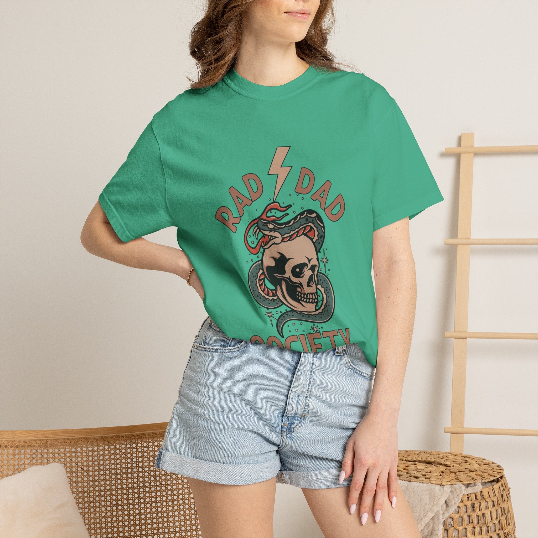Rad Dad Society T-Shirt — Retro Skull & Snake Graphic Tee for Fathers