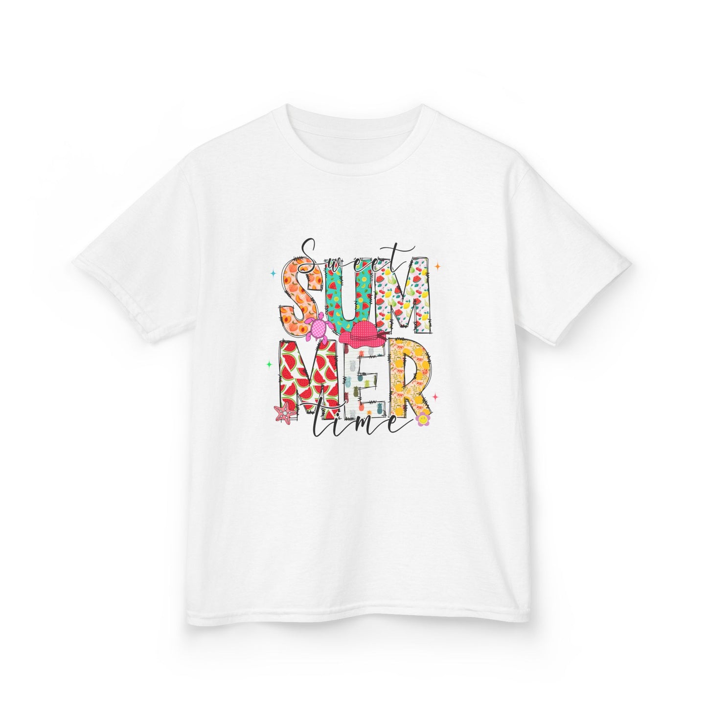 Kids Summer Vibes Tee – Colorful Floral "Summer Time" Graphic