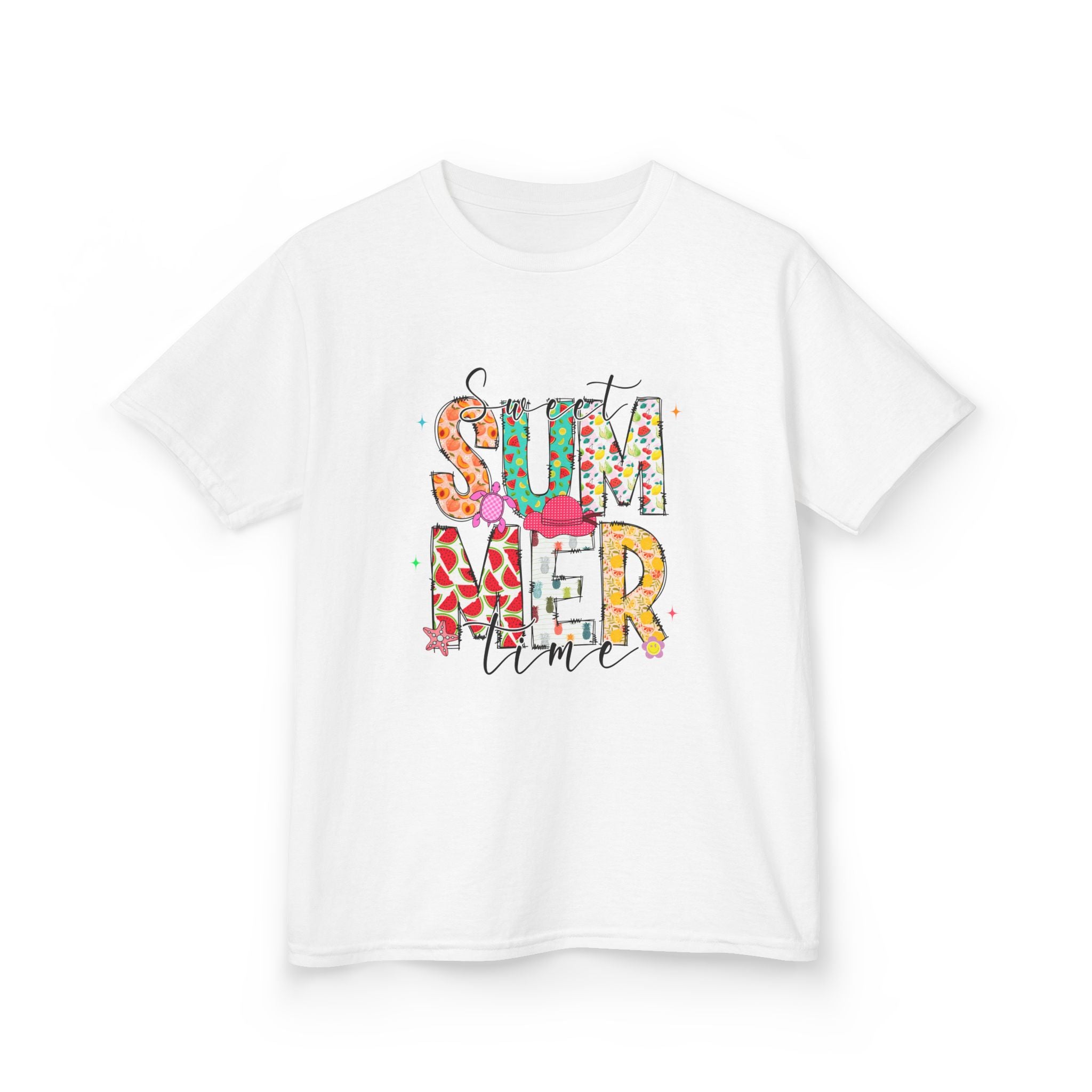 Kids Summer Vibes Tee – Colorful Floral "Summer Time" Graphic