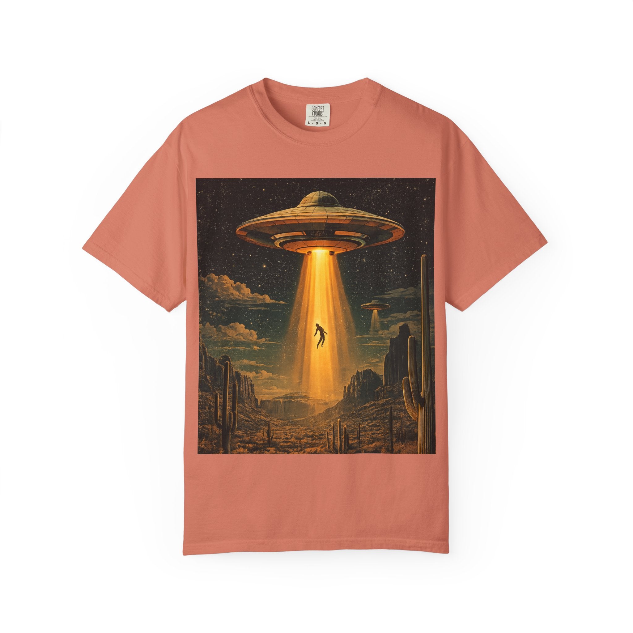 Alien Abduction Graphic T-Shirt — Vintage UFO Beam Design