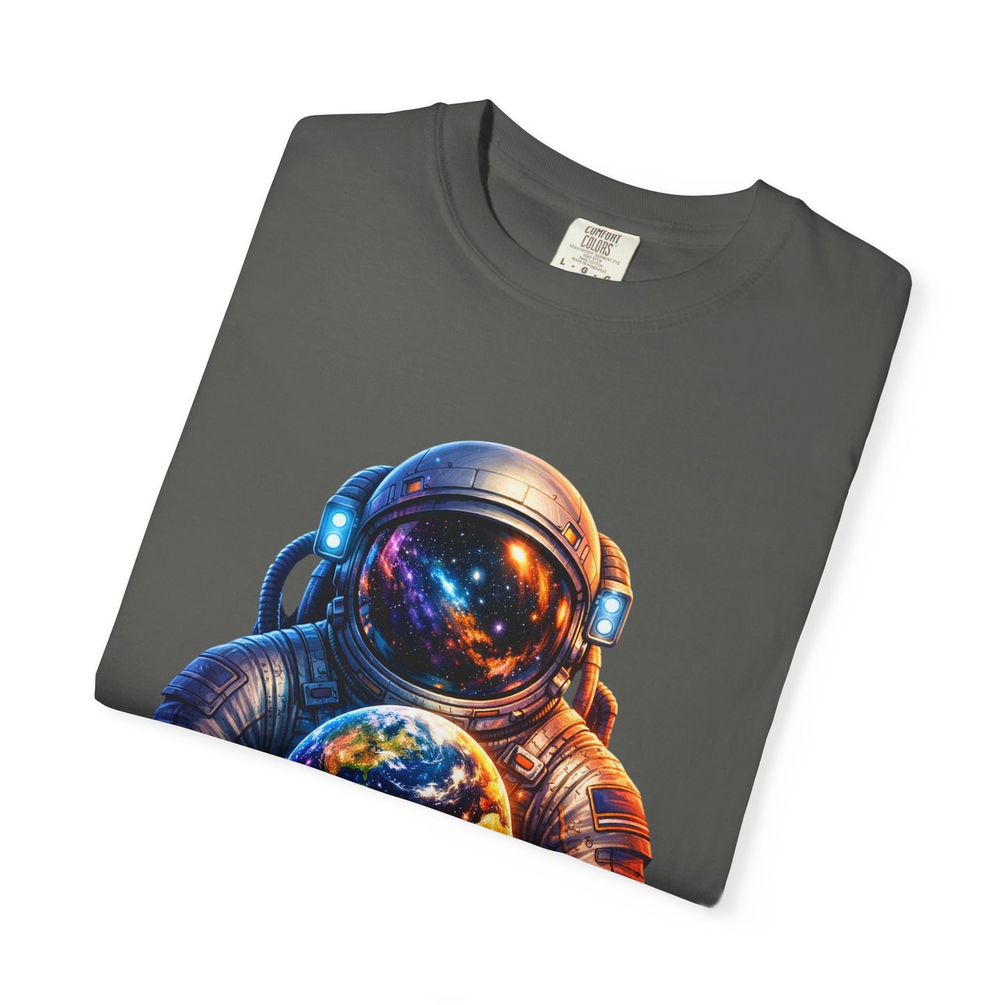 Astronaut Holding Melting Planet T-Shirt — Psychedelic Space Graphic Tee