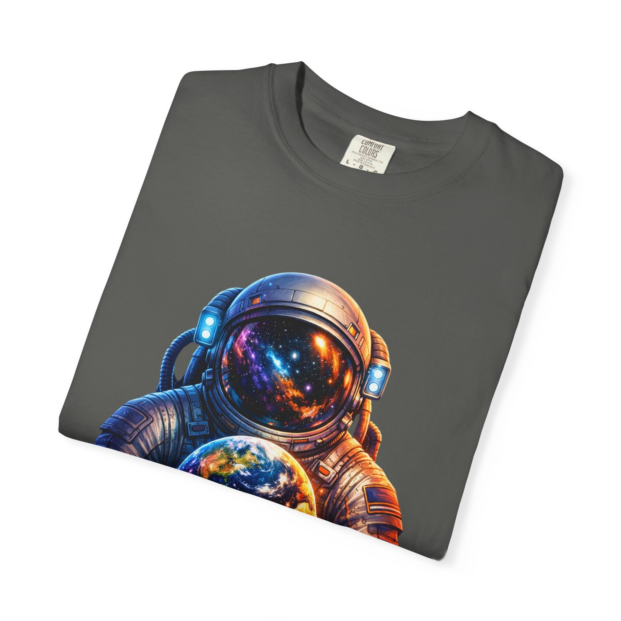 Astronaut Holding Melting Planet T-Shirt — Psychedelic Space Graphic Tee