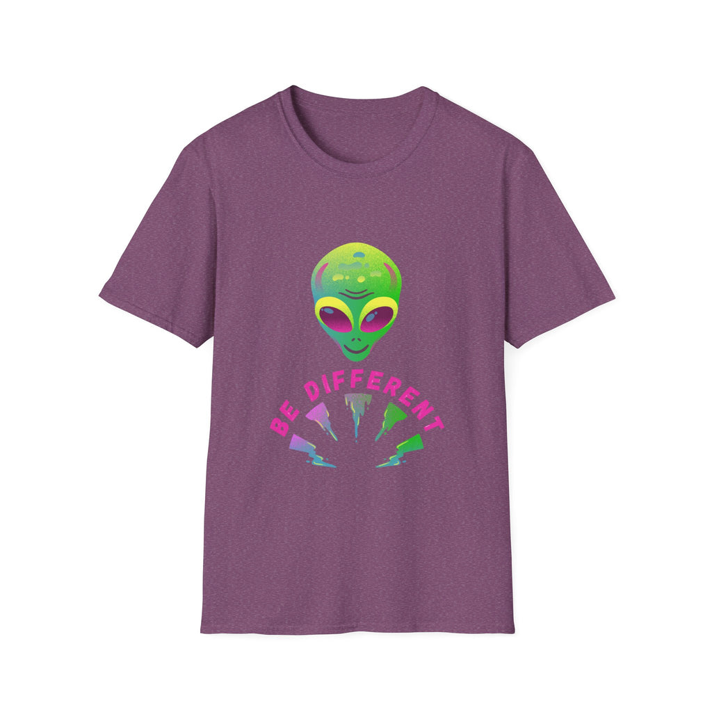 Alien "Be Different" T-Shirt — Colorful Retro UFO Graphic Tee