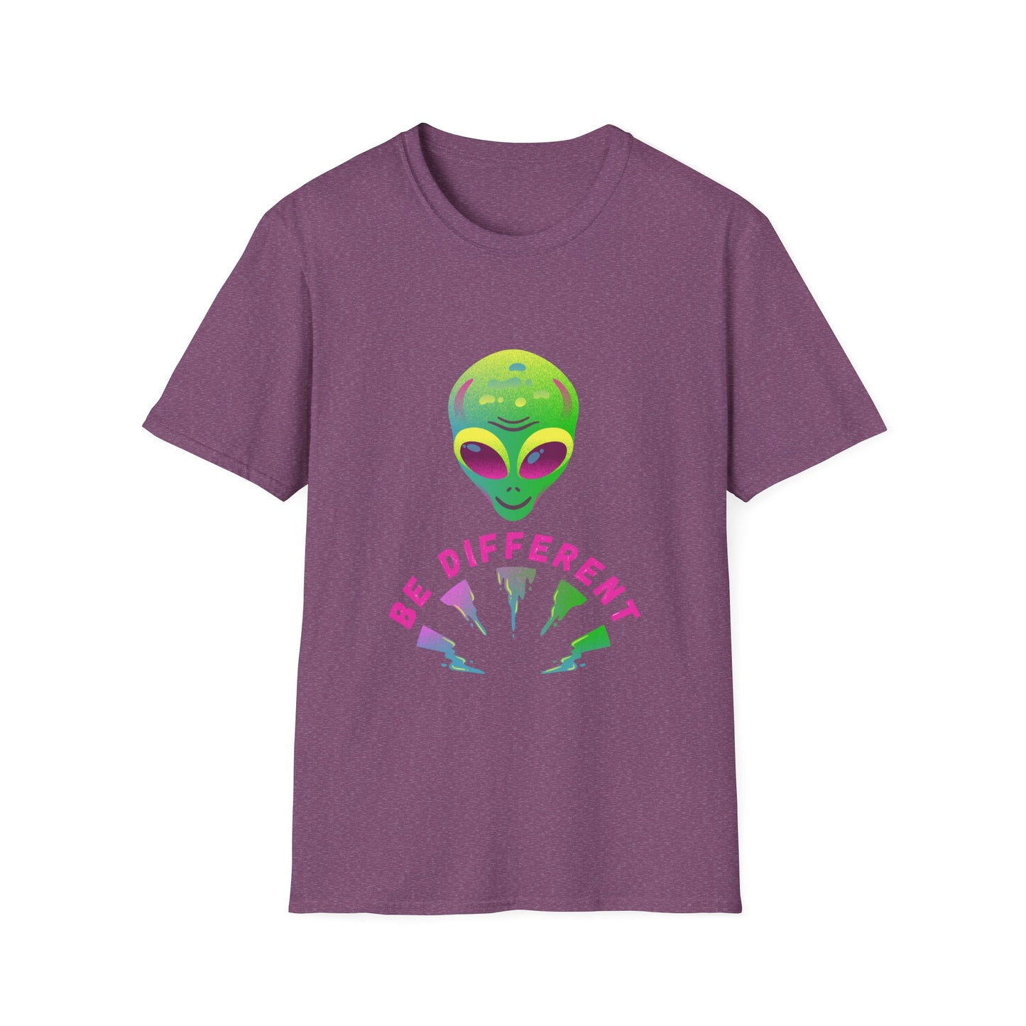 Alien "Be Different" T-Shirt — Colorful Retro UFO Graphic Tee