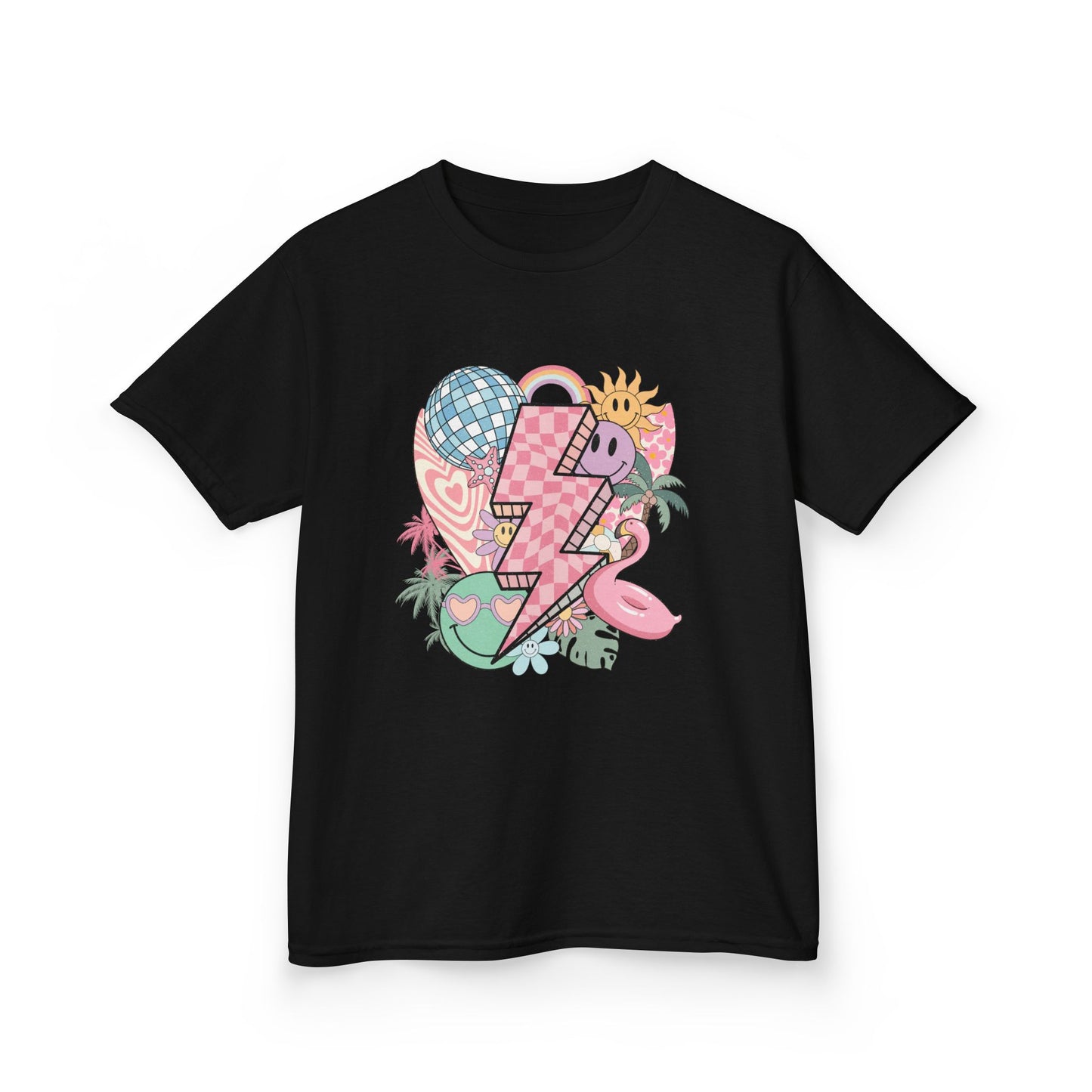 Kids Lightning Heart Graphic Tee — Cute Tropical Surf Vibes