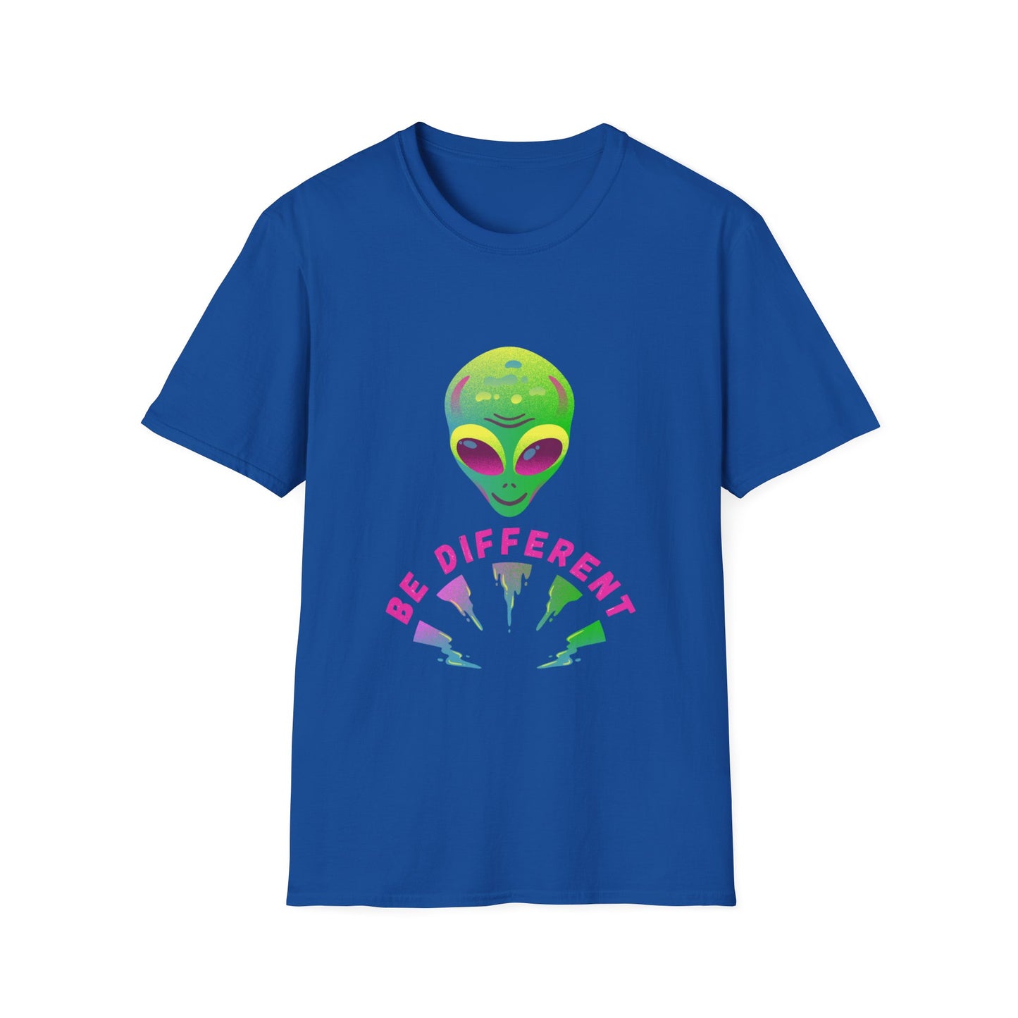 Alien "Be Different" T-Shirt — Colorful Retro UFO Graphic Tee