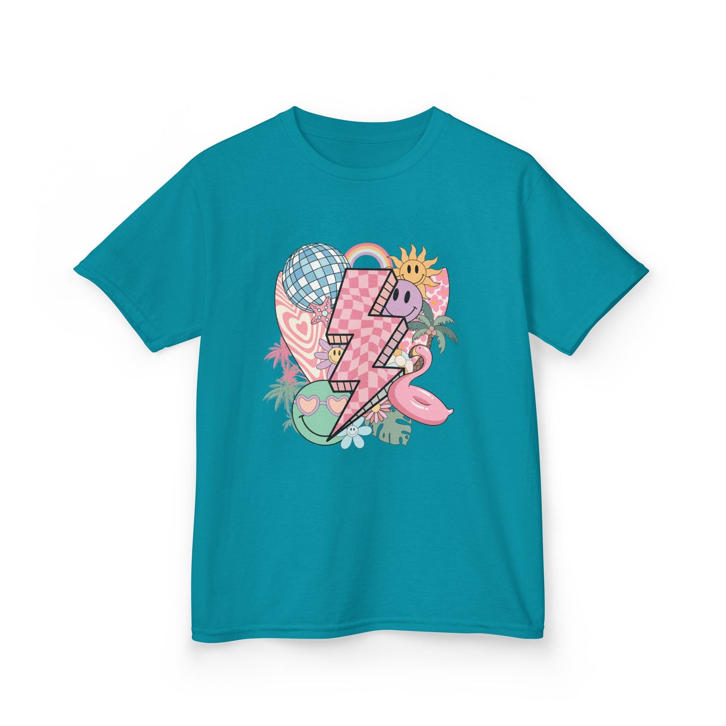 Kids Lightning Heart Graphic Tee — Cute Tropical Surf Vibes