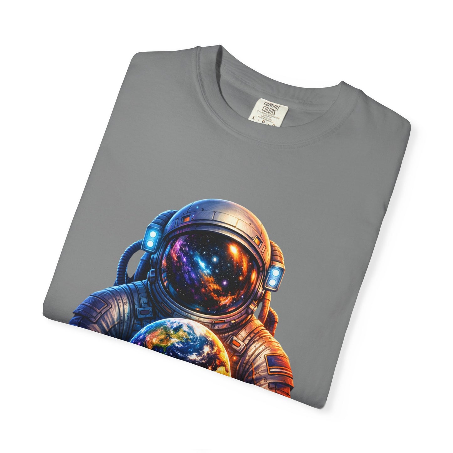Astronaut Holding Melting Planet T-Shirt — Psychedelic Space Graphic Tee