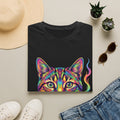Colorful Psychedelic Cat T-Shirt — Vibrant Rainbow Cat Portrait Tee