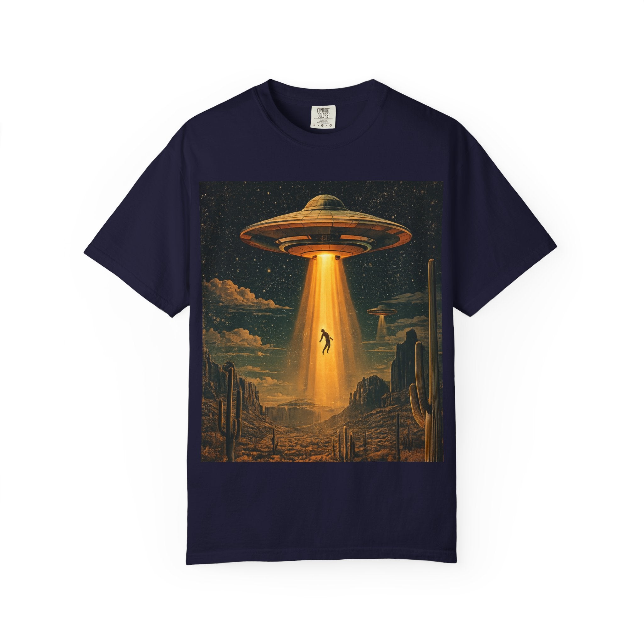 Alien Abduction Graphic T-Shirt — Vintage UFO Beam Design