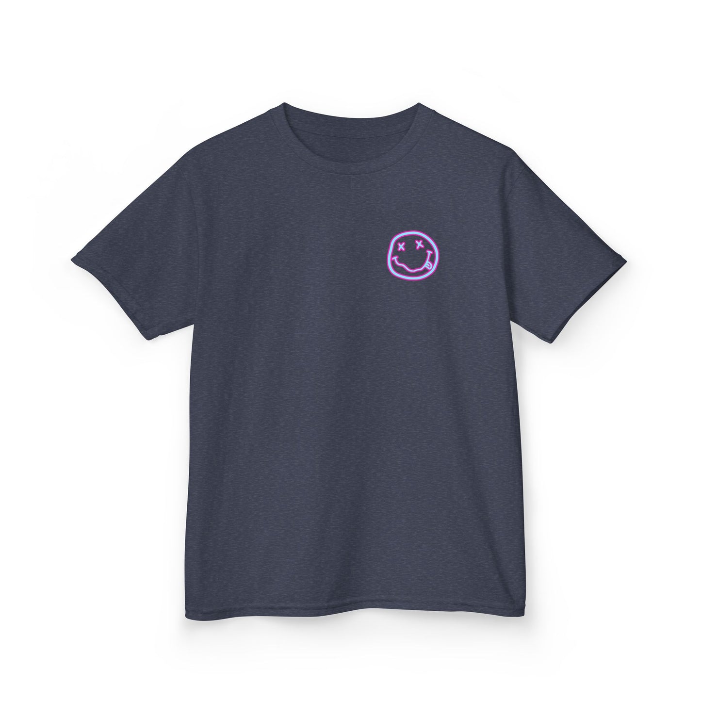 Kids Tee — Retro Pink Checker Smiley Face with Star Eyes