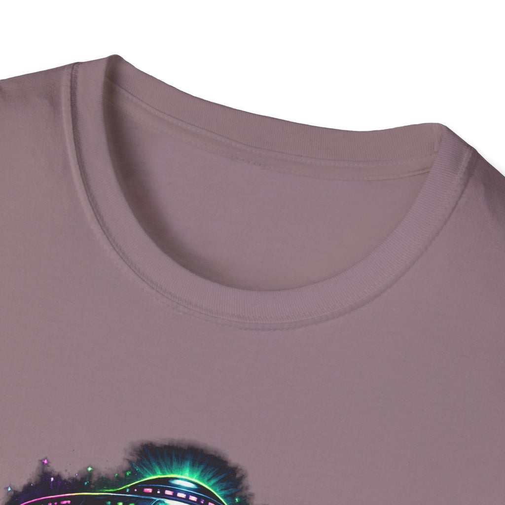 Alien Abduction Graphic Tee — Neon UFO & Alien Illustration T-Shirt