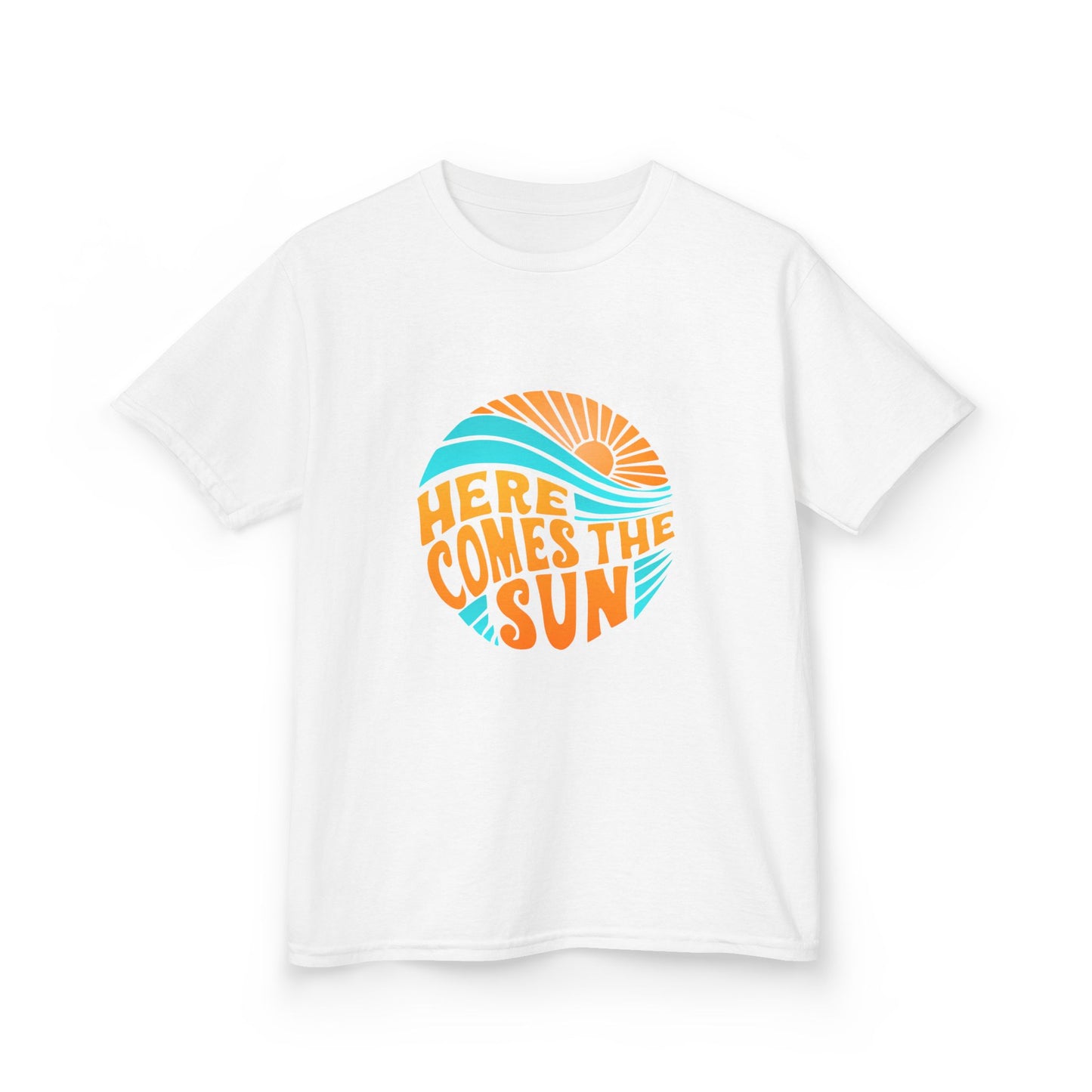Kids T-Shirt — “Here Comes the Sun” Retro Sunshine Graphic Tee