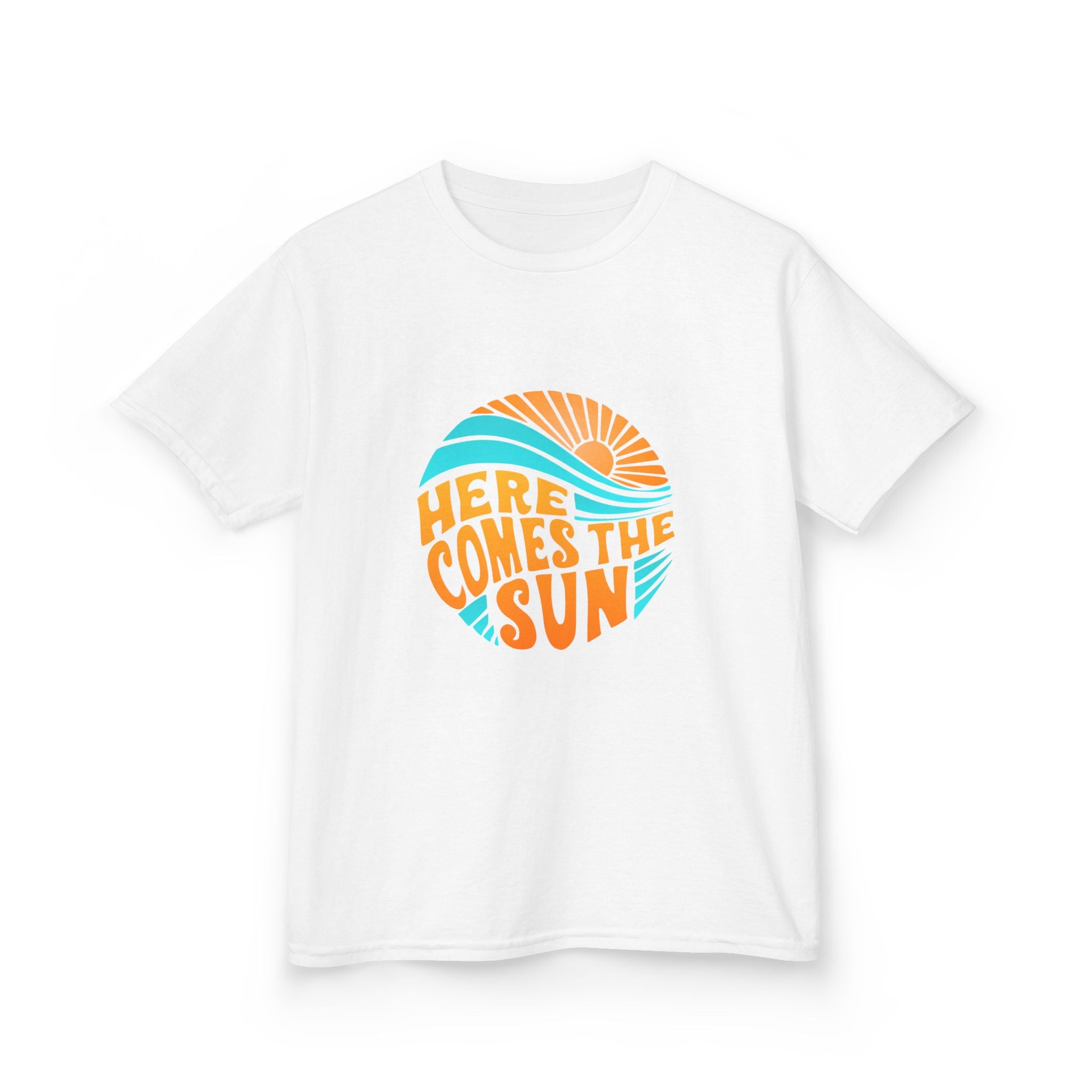 Kids T-Shirt — “Here Comes the Sun” Retro Sunshine Graphic Tee
