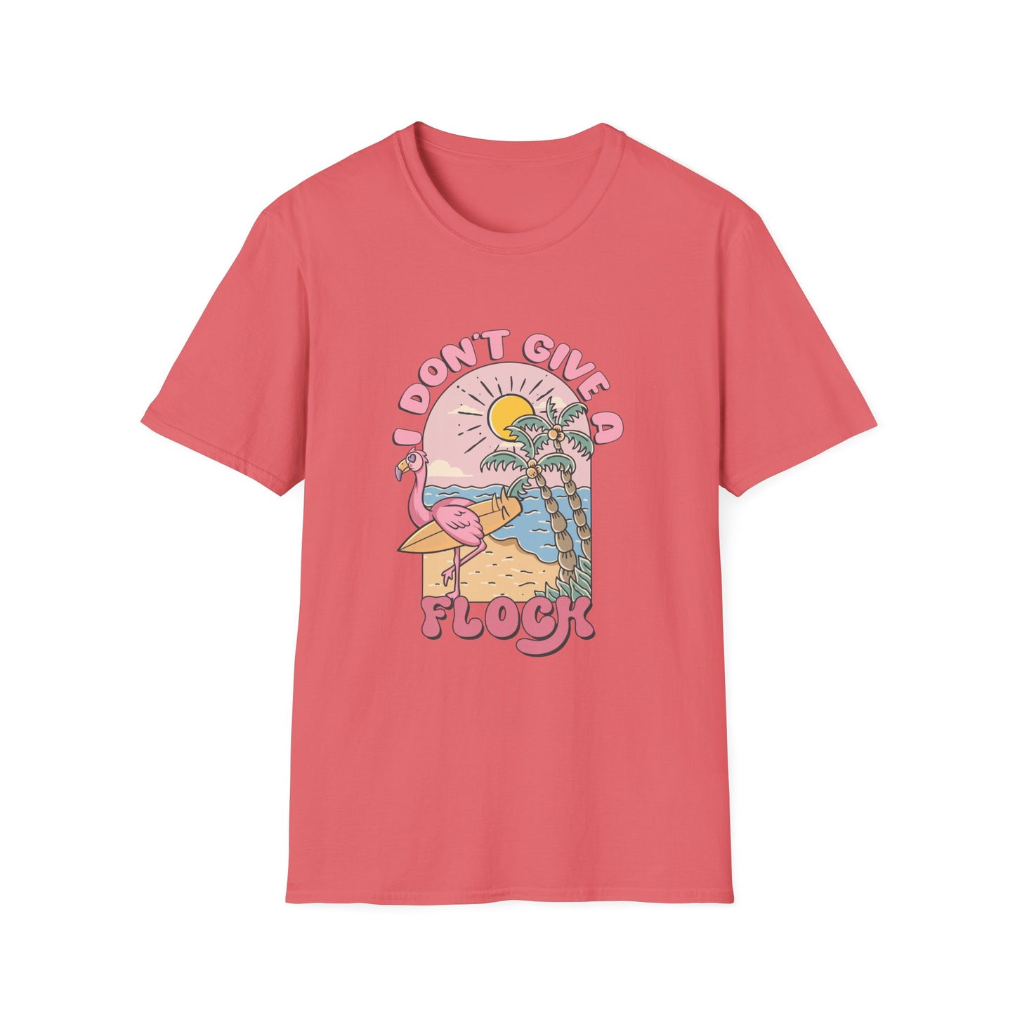 I Don't Give A Flock T-Shirt — Retro Flamingo Sunset Graphic Tee