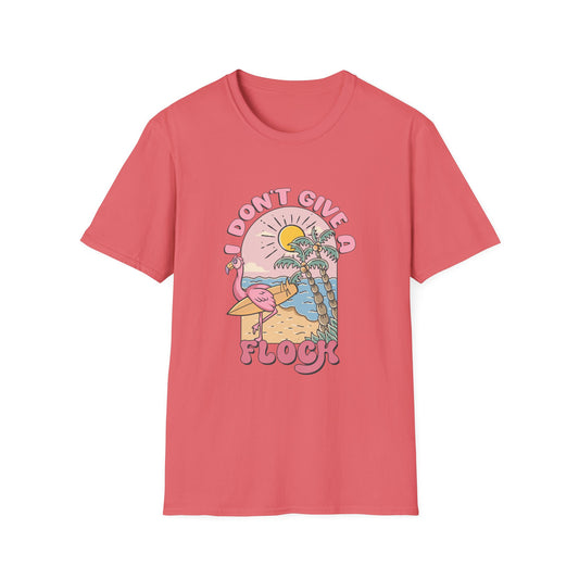 I Don't Give A Flock T-Shirt — Retro Flamingo Sunset Graphic Tee