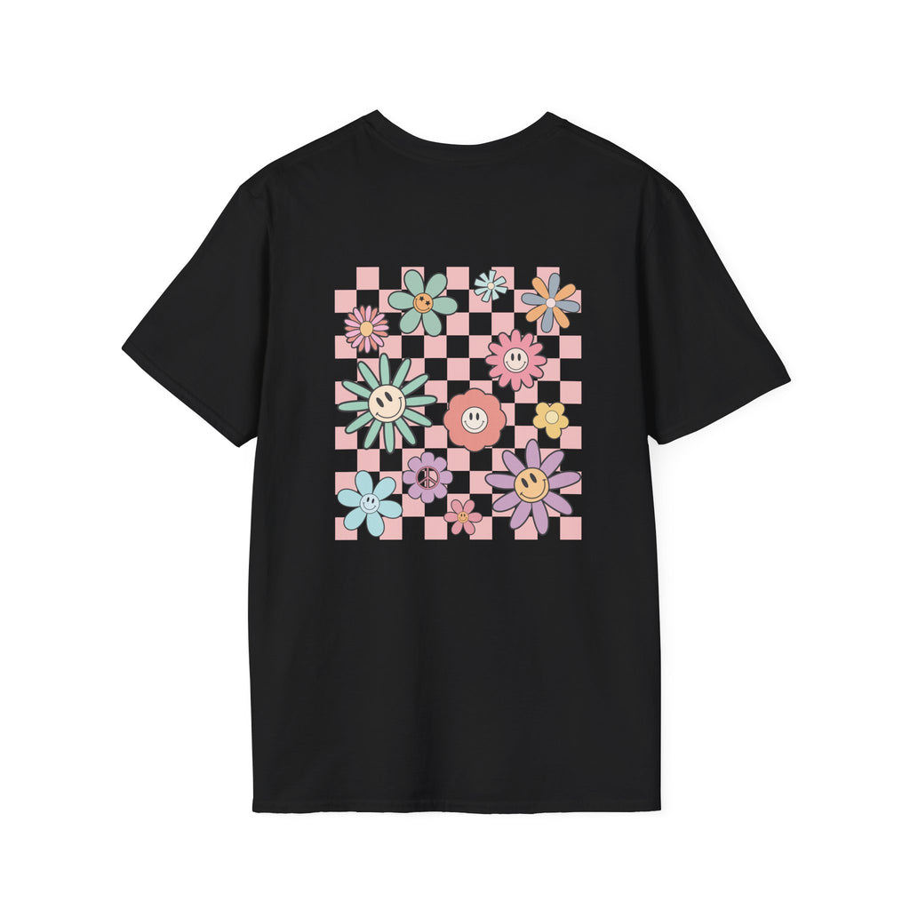 Smiley Floral Checkerboard T-Shirt