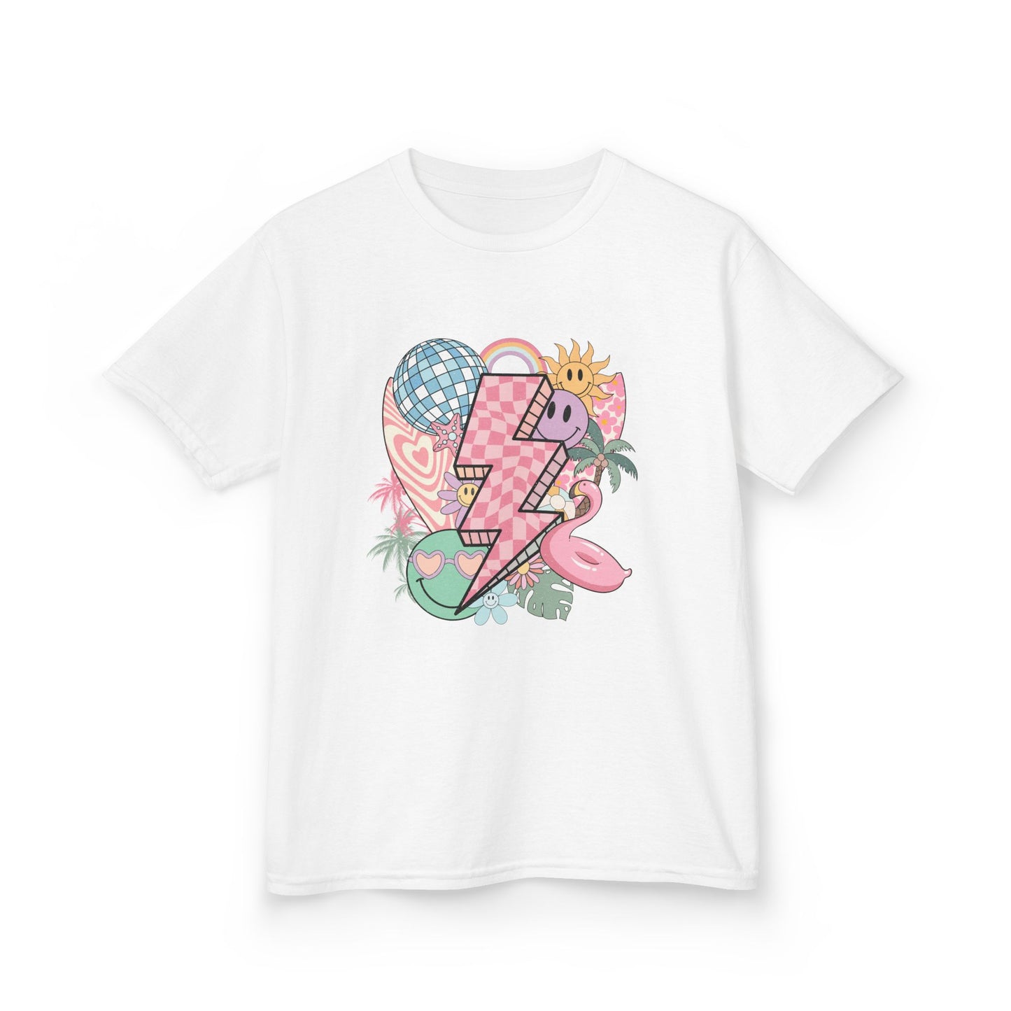 Kids Lightning Heart Graphic Tee — Cute Tropical Surf Vibes