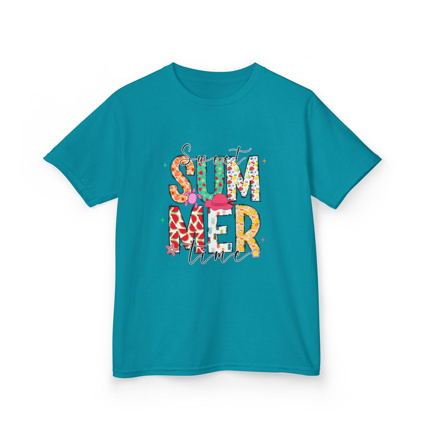 Kids Summer Vibes Tee – Colorful Floral "Summer Time" Graphic