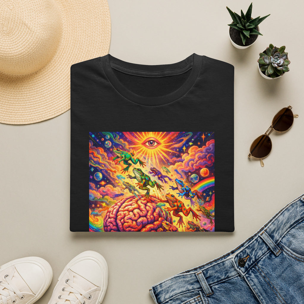 Psychedelic Brain Frog T-Shirt — Trippy Rainbow Mindscape Art