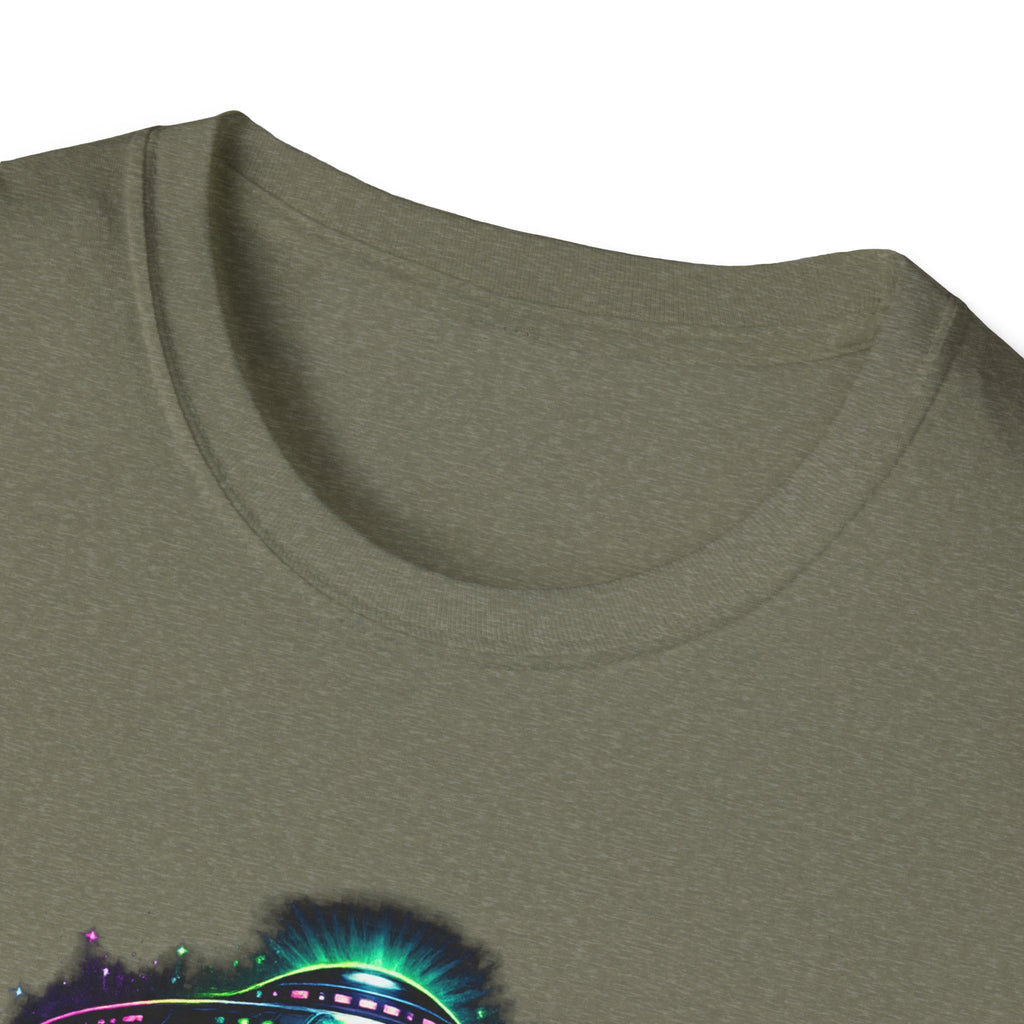 Alien Abduction Graphic Tee — Neon UFO & Alien Illustration T-Shirt