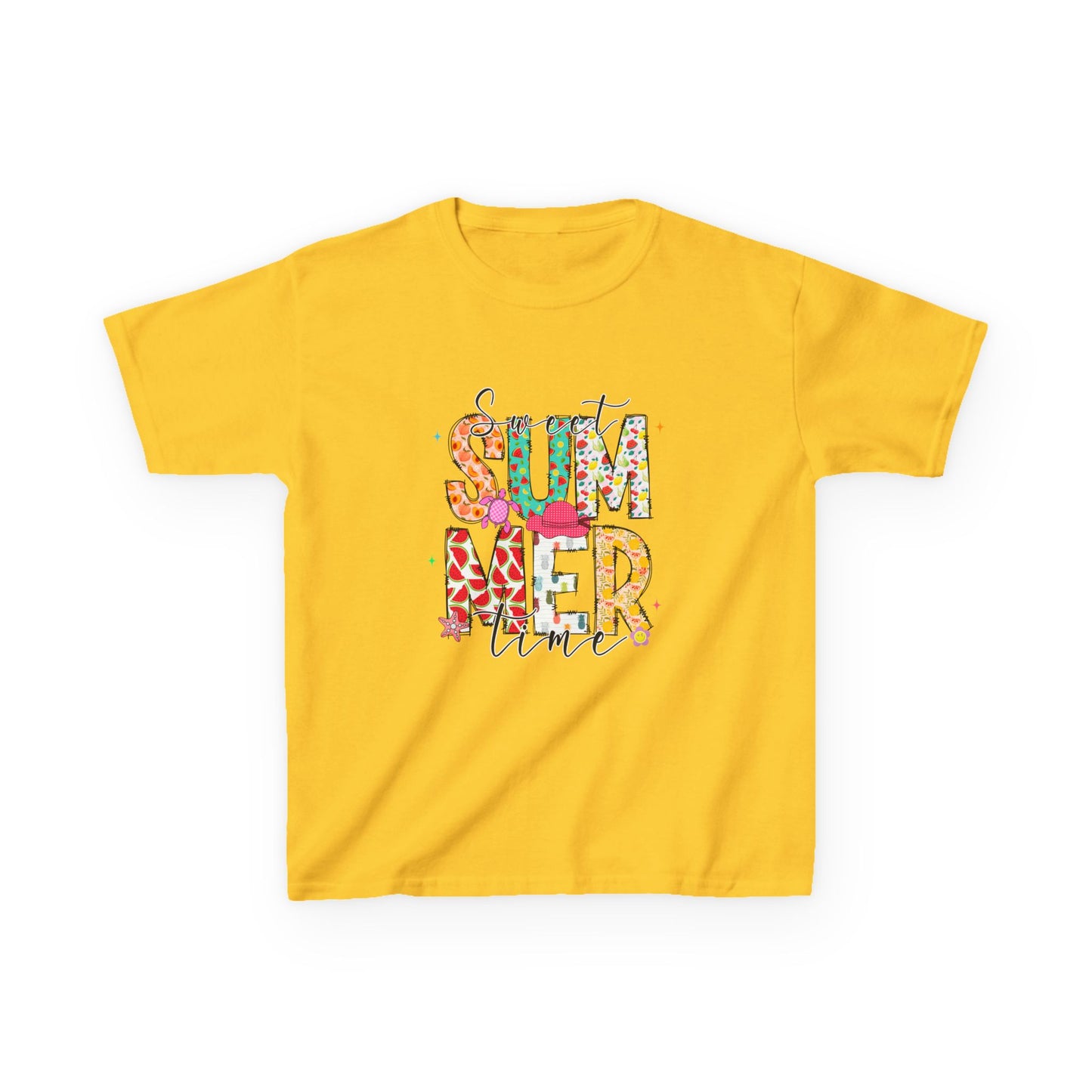 Kids Summer Vibes Tee – Colorful Floral "Summer Time" Graphic