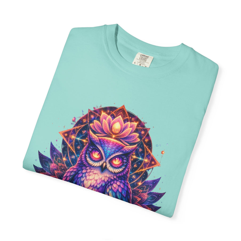 Mystic Owl Graphic T-Shirt — Colorful Boho Owl Art Tee