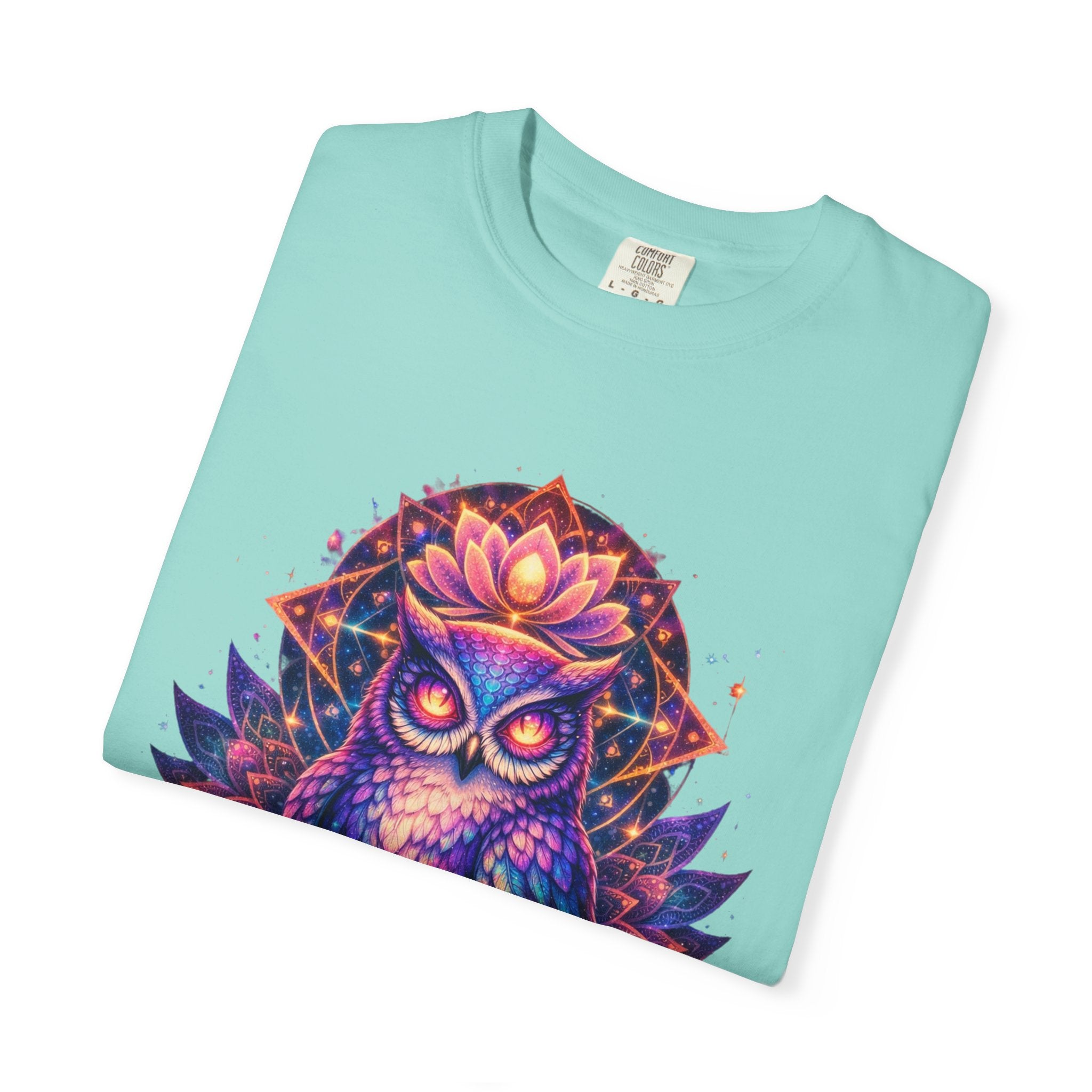 Mystic Owl Graphic T-Shirt — Colorful Boho Owl Art Tee