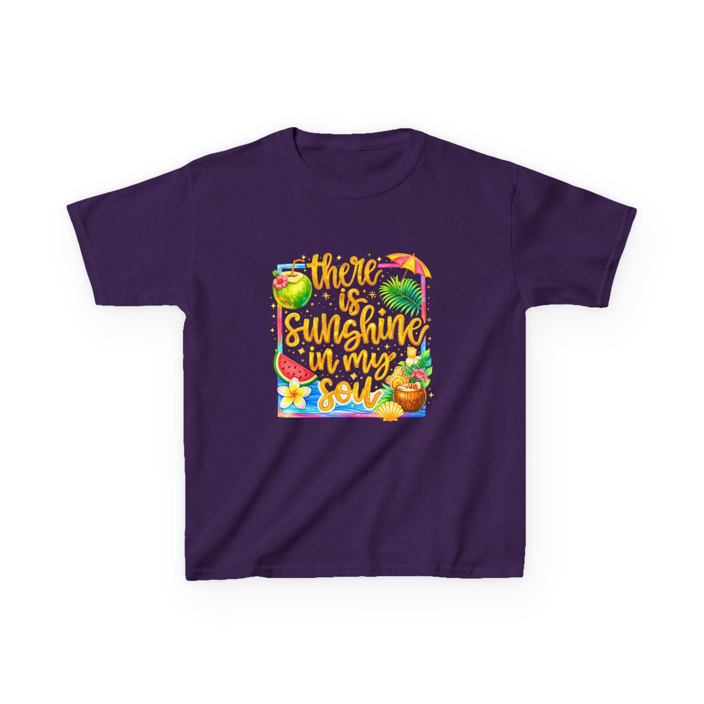 Kids T‑Shirt — "There Is Sunshine In My Soul" Tropical Sunshine Design