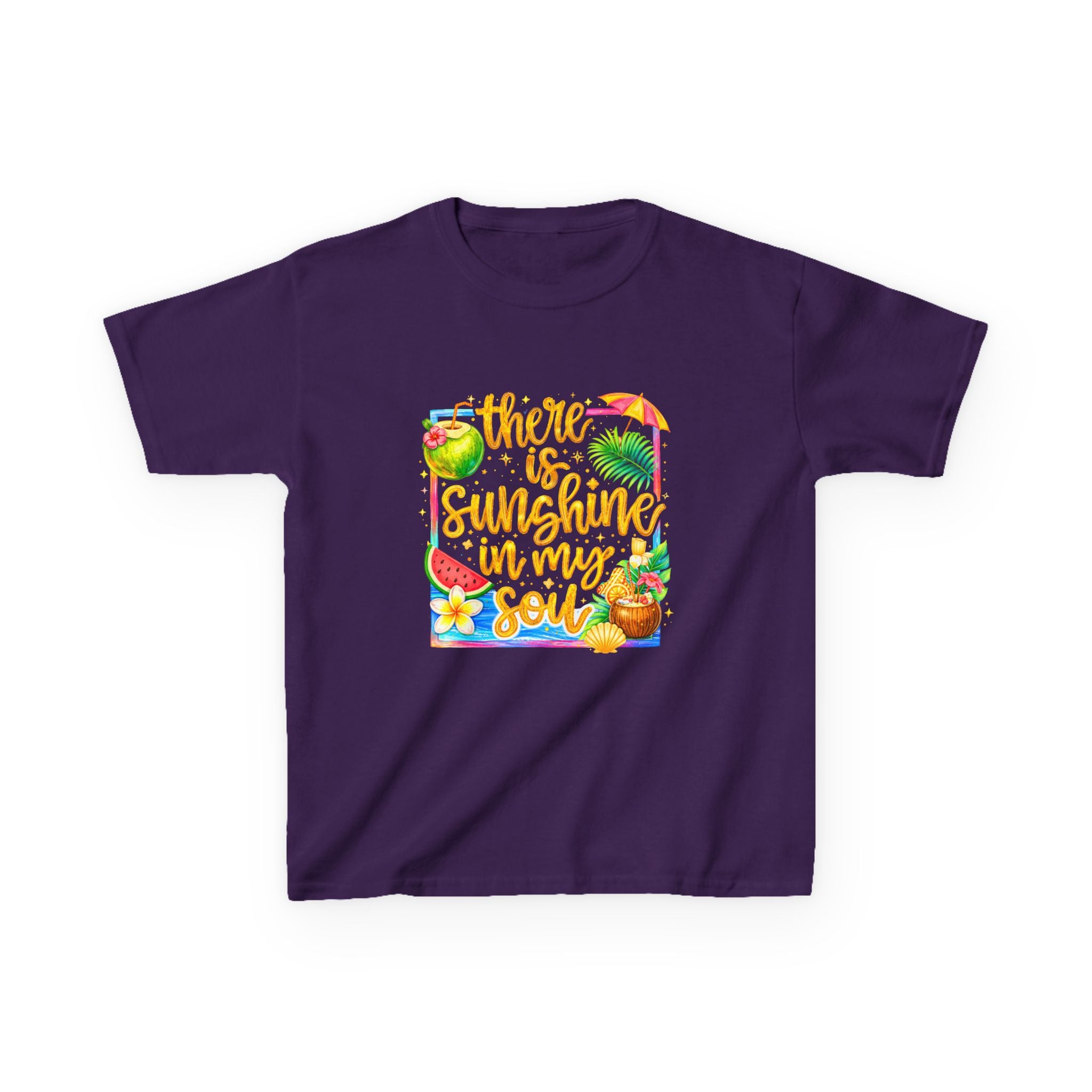 Kids T‑Shirt — "There Is Sunshine In My Soul" Tropical Sunshine Design