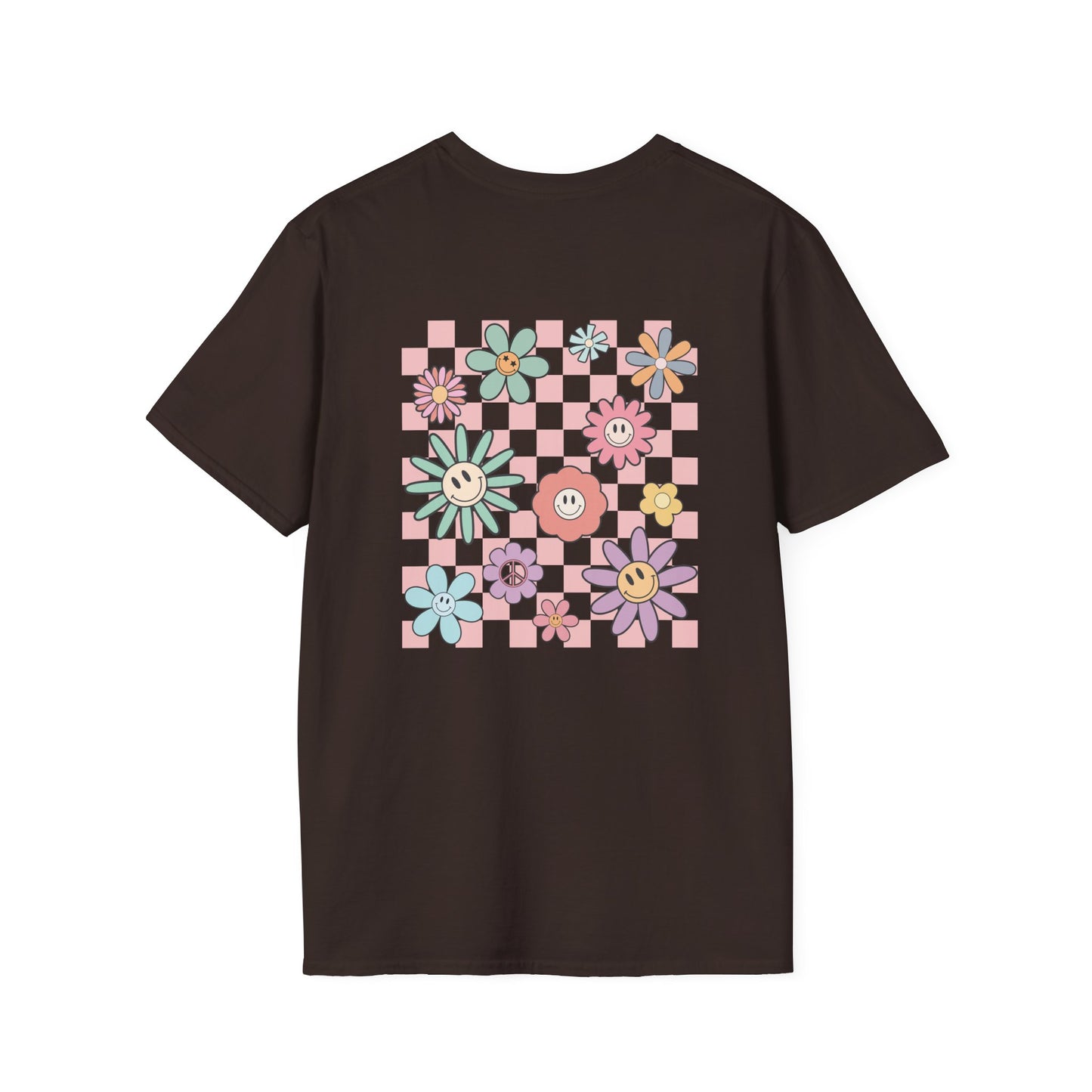 Smiley Floral Checkerboard T-Shirt