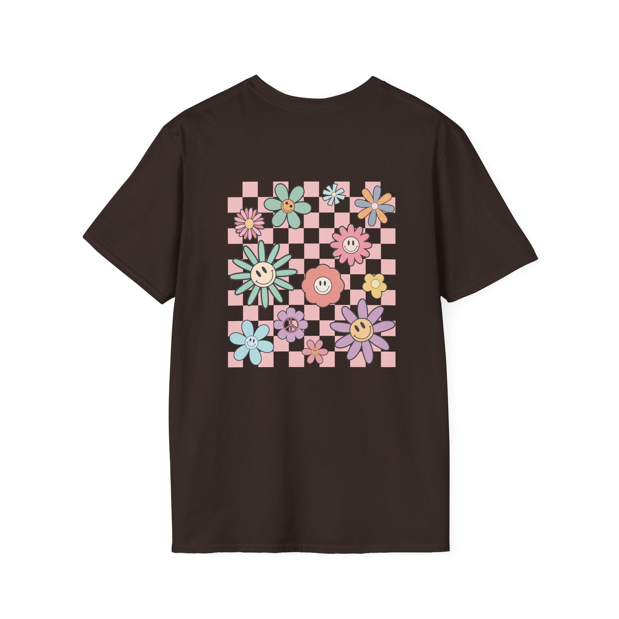 Smiley Floral Checkerboard T-Shirt
