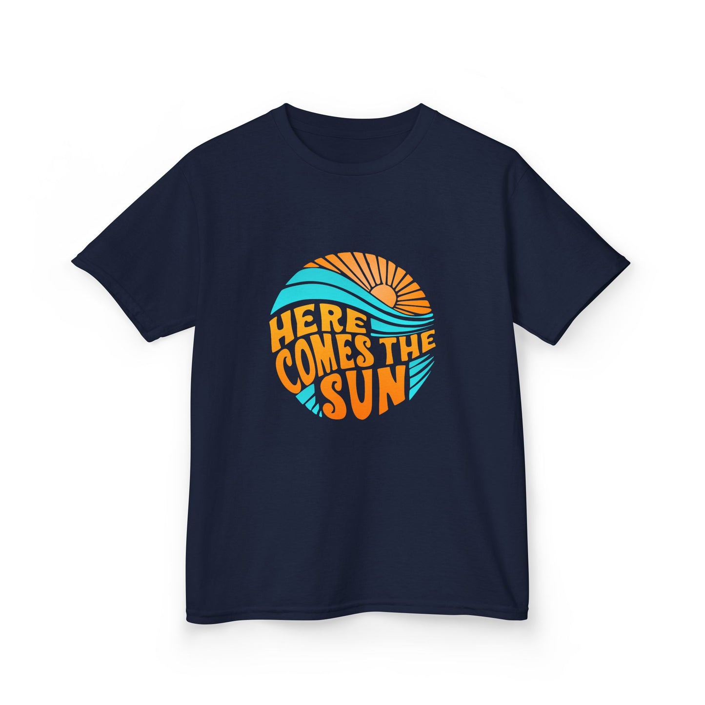 Kids T-Shirt — “Here Comes the Sun” Retro Sunshine Graphic Tee