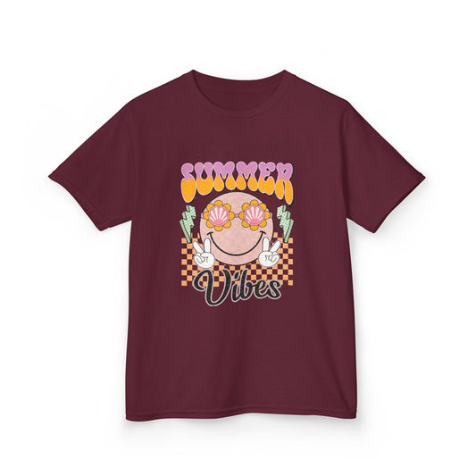 Kids Tee — "Groovy Summer Vibes" Smiley Graphic