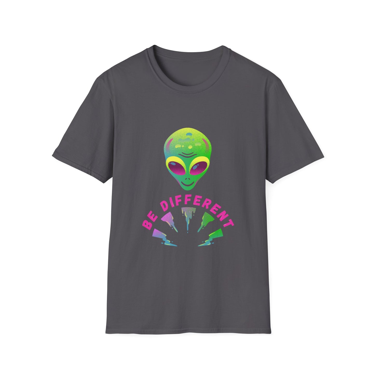 Alien "Be Different" T-Shirt — Colorful Retro UFO Graphic Tee